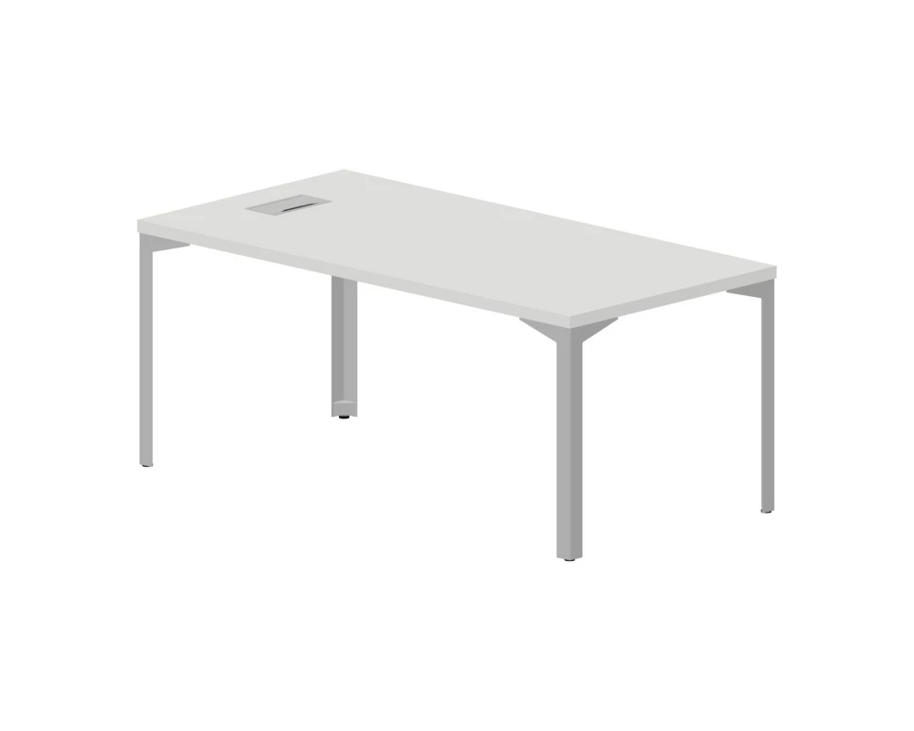 Стол руководителя с аутлетом 180х90х76см (толщина столешницы 3,6см) Ray Executive Белый/Алюминий