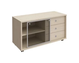 Тумба выкатная 3 ящика без замка стеклянная дверь купе в алюминиевой раме 120,2x50x66 Born images