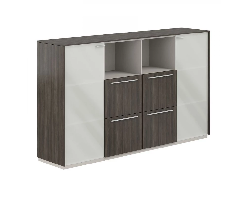 Шкаф средний со стеклом мат., 4 ящ. Atlas Брэнсон трюфель