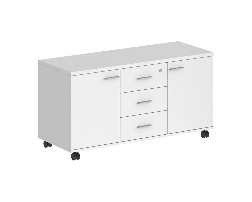 Тумба сервисная с 3-мя ящиками, с замком, с 2-мя фасадами Sigma Белый